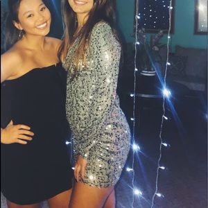 Revolve deep V sequin dress